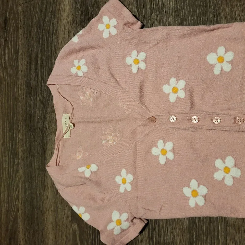 L.A. Hearts Floral Short Sleeved Button Up Cardigan Sweater Womens Size XS
